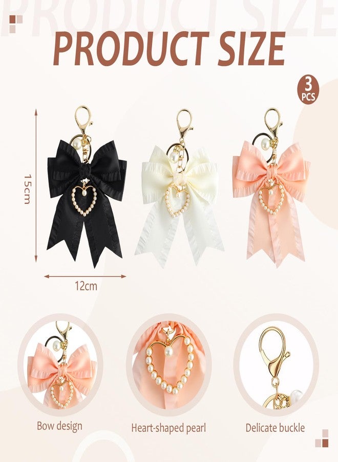 panthra 3 PCS Bow Keychain, Cute Bow Purse Charm, Purse Accessories Charms Bowknot, Aesthetic Keychain for Car Handbag Decoration Accessories - Image 2